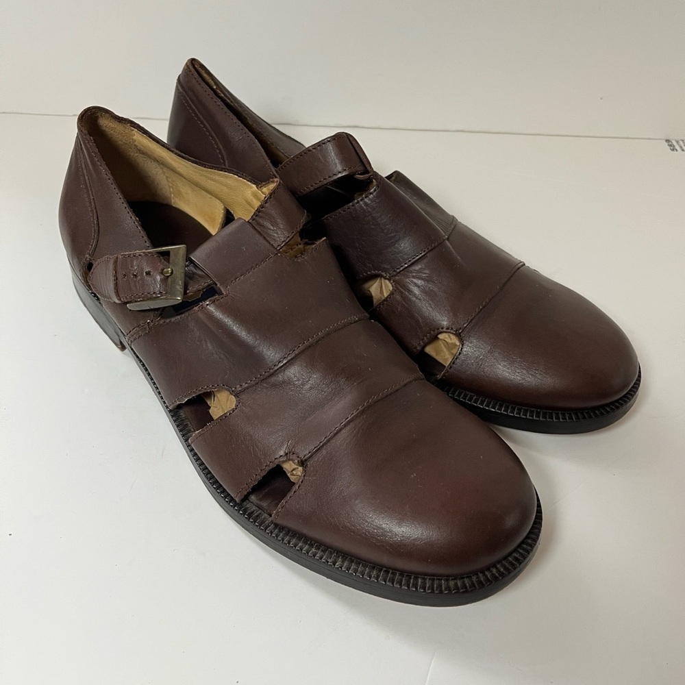 Coach Mens Dark Brown Leather Fisherman Sandals 11.5D - Picture 2 of 11